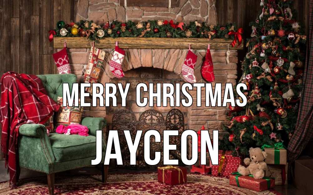 Greetings card с именем, Jayceon Merry Christmas рождество, камин, ель Greetings with text for free download 