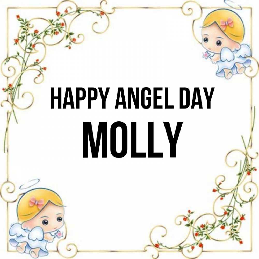 Greetings card с именем, Molly happy angel day девочки ангелы Greetings with text for free download 