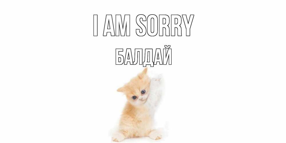 Greetings card с именем, БАЛДАЙ I am sorry кот Greetings with text for free download 