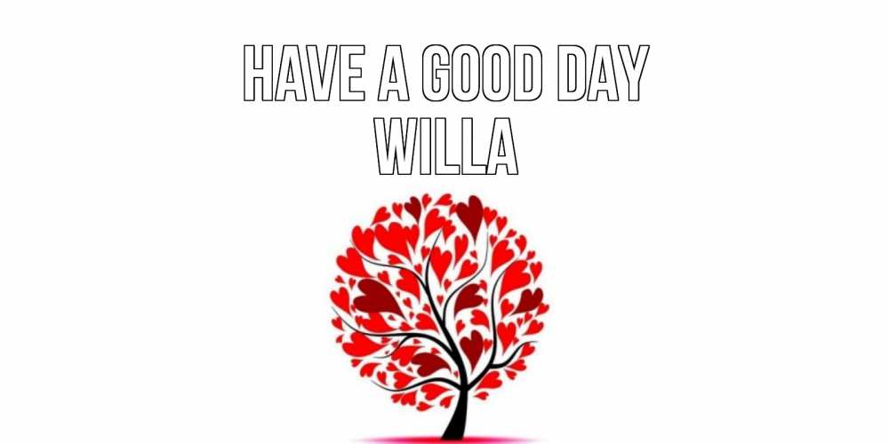 Greetings card с именем, Willa Have a good day открытка с пожеланием хорошего дня Greetings with text for free download 