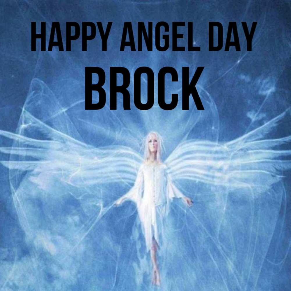 Greetings card с именем, Brock happy angel day голубой фон и крылья как у стрекозы Greetings with text for free download 