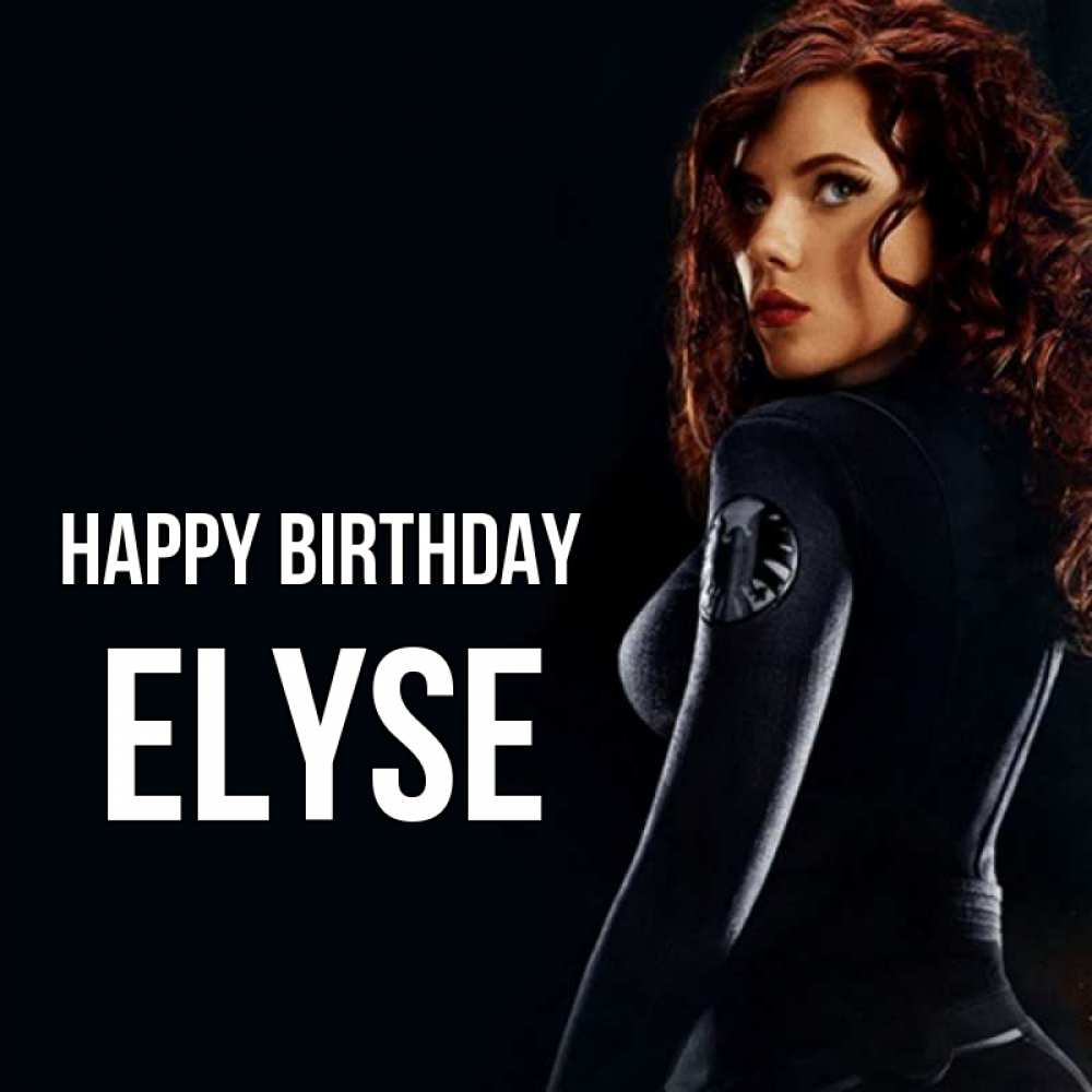 Greetings card с именем, Elyse Happy Birthday Марвел черная вдова Greetings with text for free download 