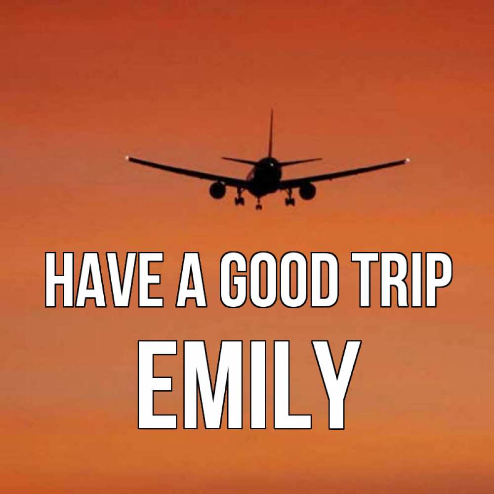 Greetings card с именем, Emily Have a good trip силуэт самолета Greetings with text for free download 