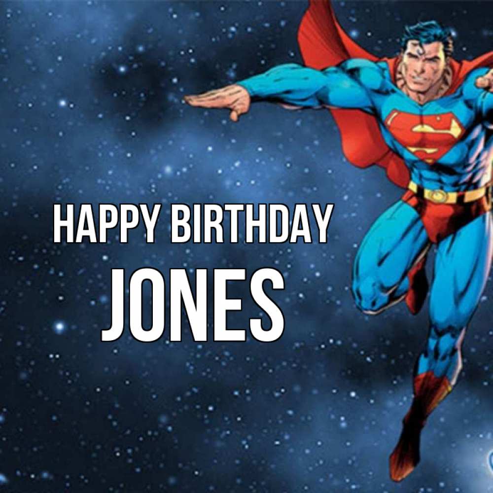 Greetings card с именем, Jones Happy Birthday супергерой Greetings with text for free download 
