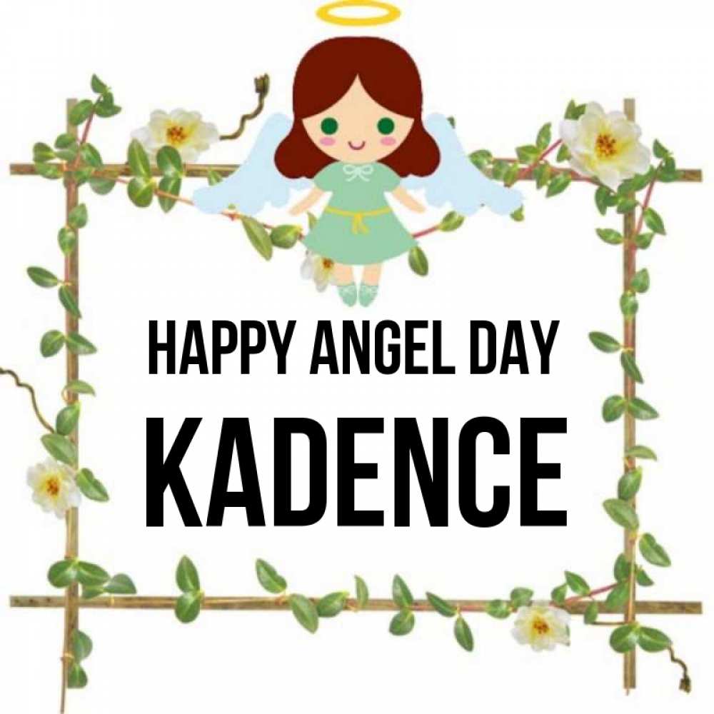 Greetings card с именем, Kadence happy angel day Ангел с нимбом Greetings with text for free download 