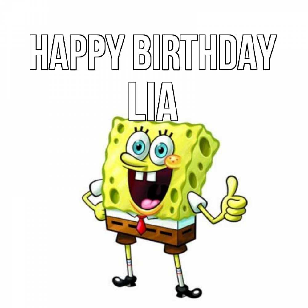 Greetings card с именем, Lia Happy Birthday герои мультфильмов Greetings with text for free download 