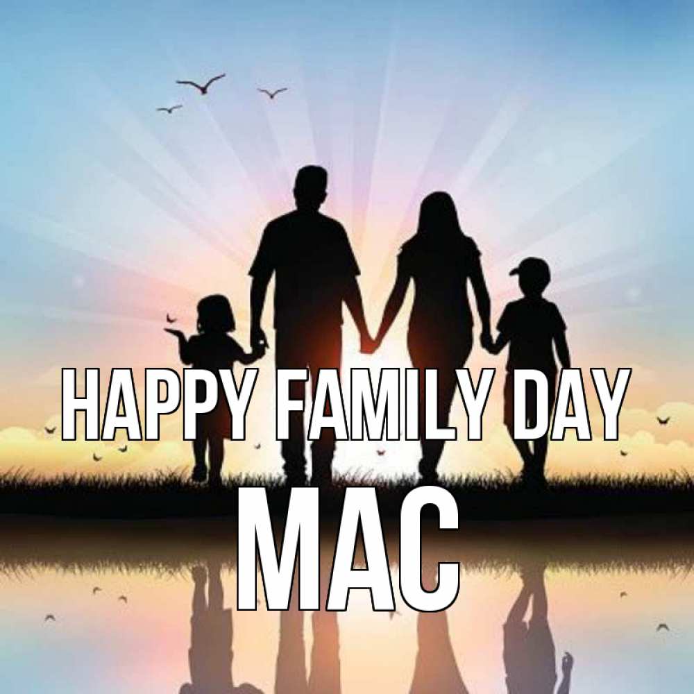 Greetings card с именем, Mac happy family day сын, дочка, мама, папа, море , закат Greetings with text for free download 