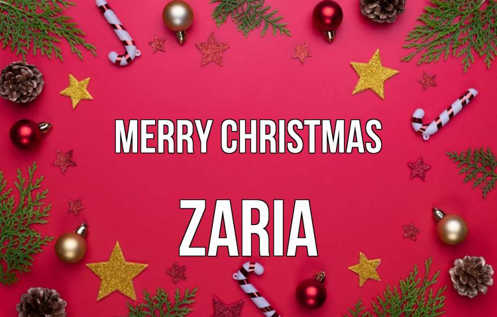 Greetings card с именем, Zaria Merry Christmas с рождеством Greetings with text for free download 