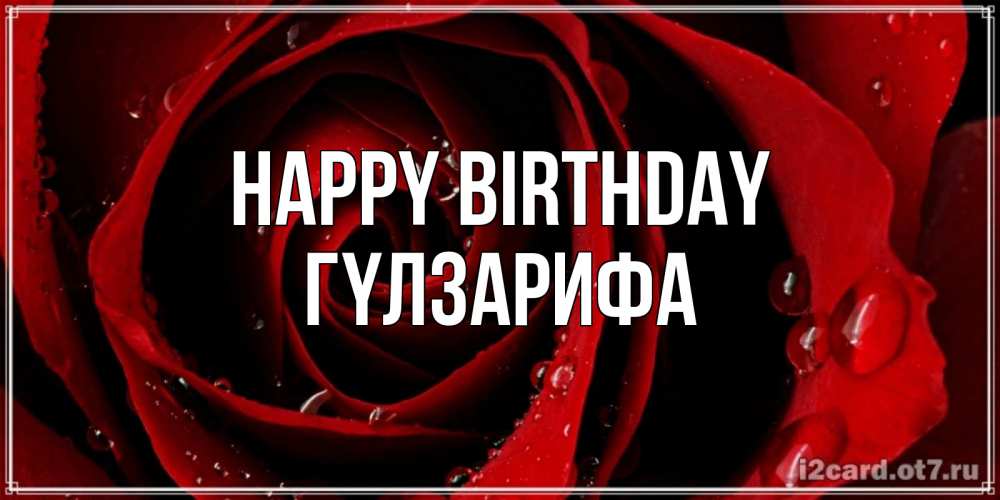 Greetings card с именем, ГҮЛЗАРИФА Happy Birthday крупная бордовая роза Greetings with text for free download 