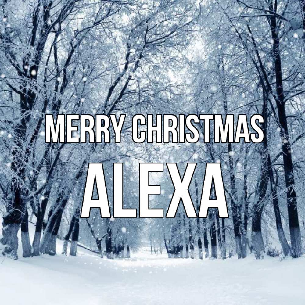 Greetings card с именем, Alexa Merry Christmas снег, лес, парк Greetings with text for free download 