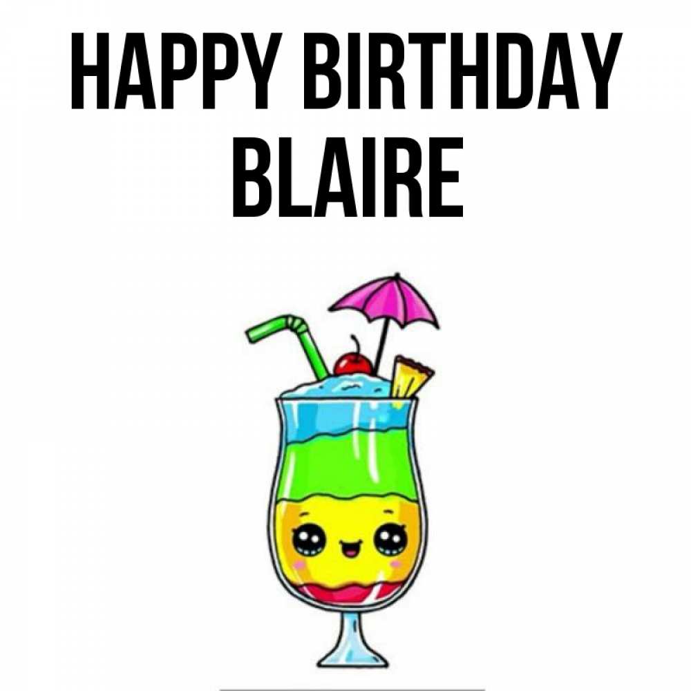 Greetings card с именем, Blaire Happy Birthday с зонтиком Greetings with text for free download 