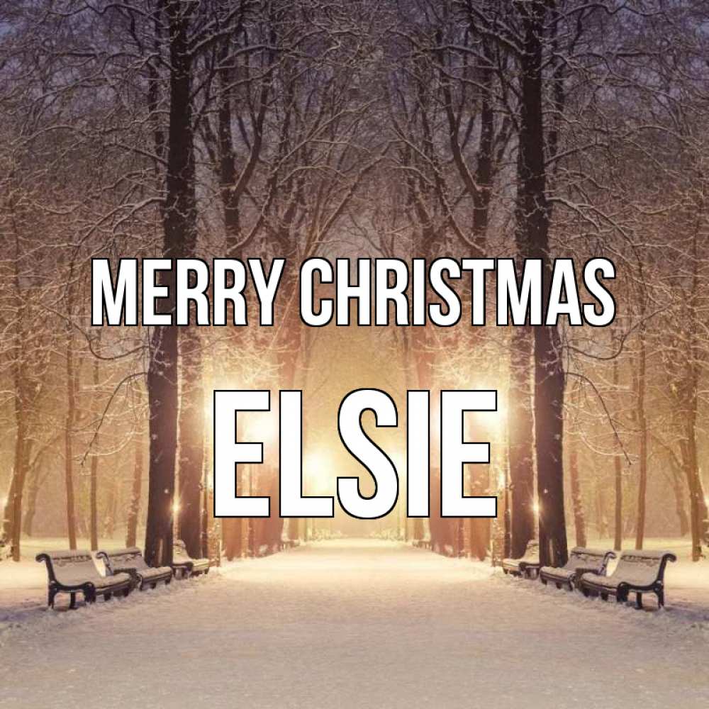 Greetings card с именем, Elsie Merry Christmas зима, парк, фонарь, лес Greetings with text for free download 