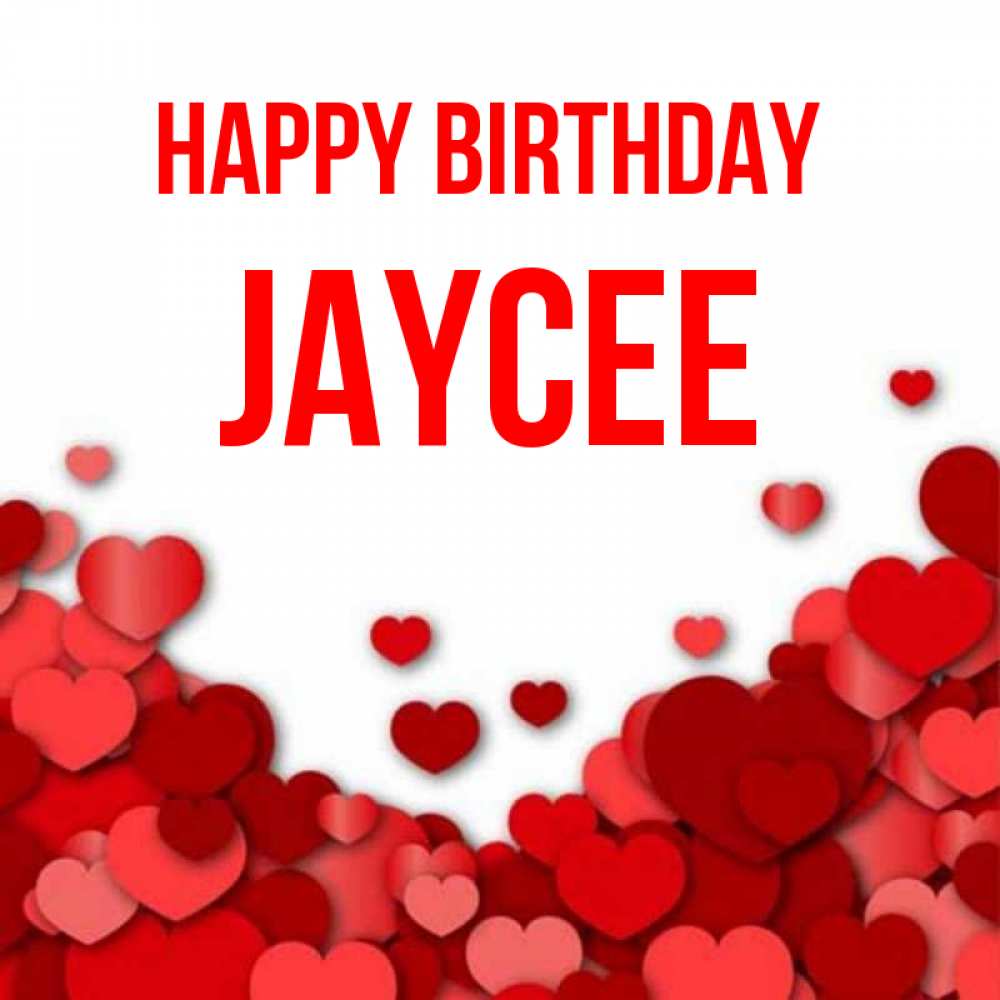 Greetings card с именем, Jaycee Happy Birthday много красных сердечек о любви Greetings with text for free download 