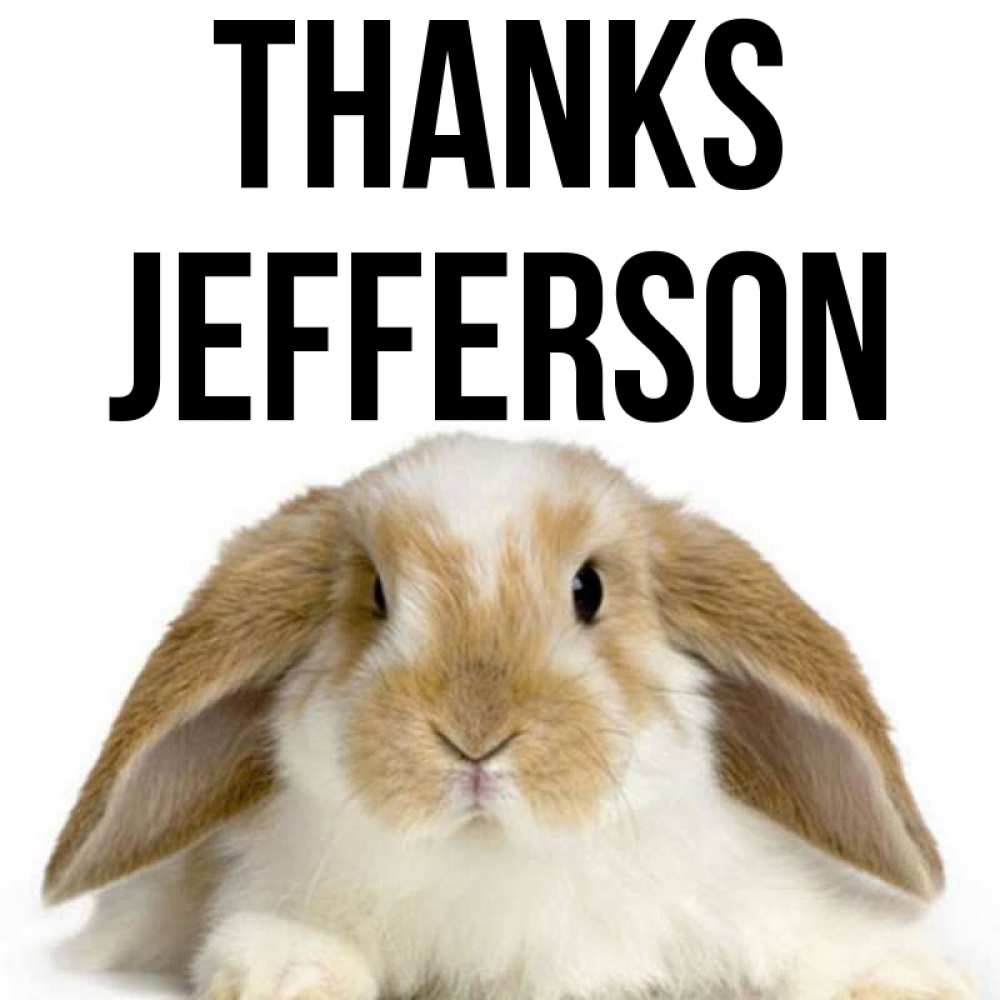 Greetings card с именем, Jefferson Thanks коричнево белый заяц Greetings with text for free download 