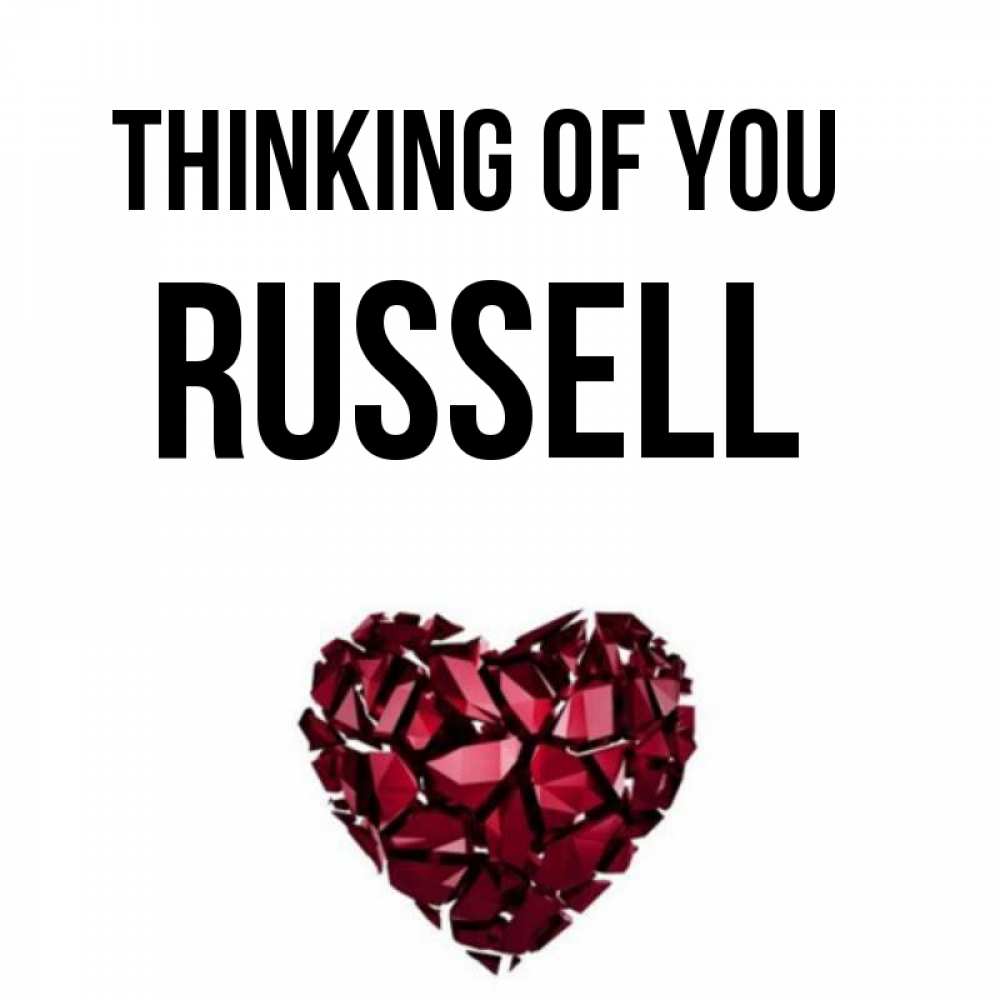 Greetings card с именем, Russell Thinking of you рубиновое 1 Greetings with text for free download 