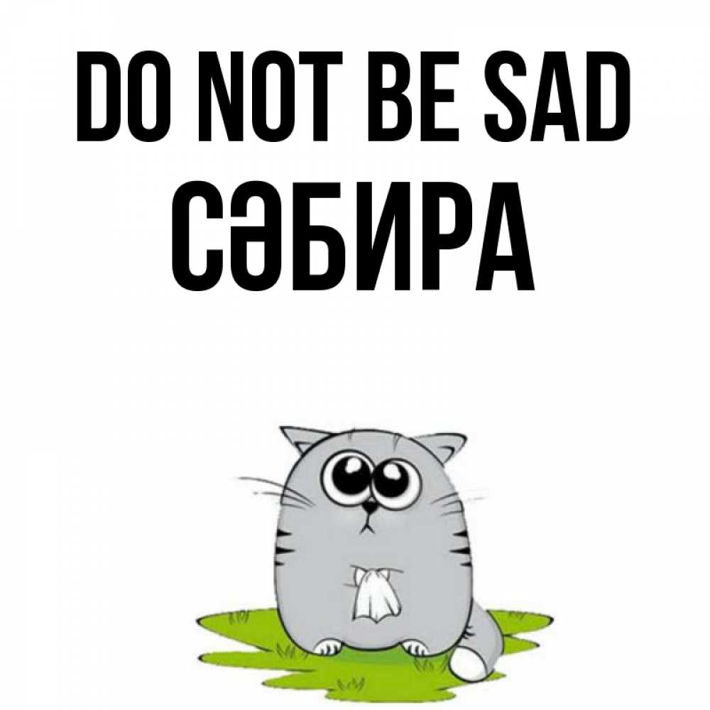 Greetings card с именем, СӘБИРА Do not be sad грустный котяра Greetings with text for free download 
