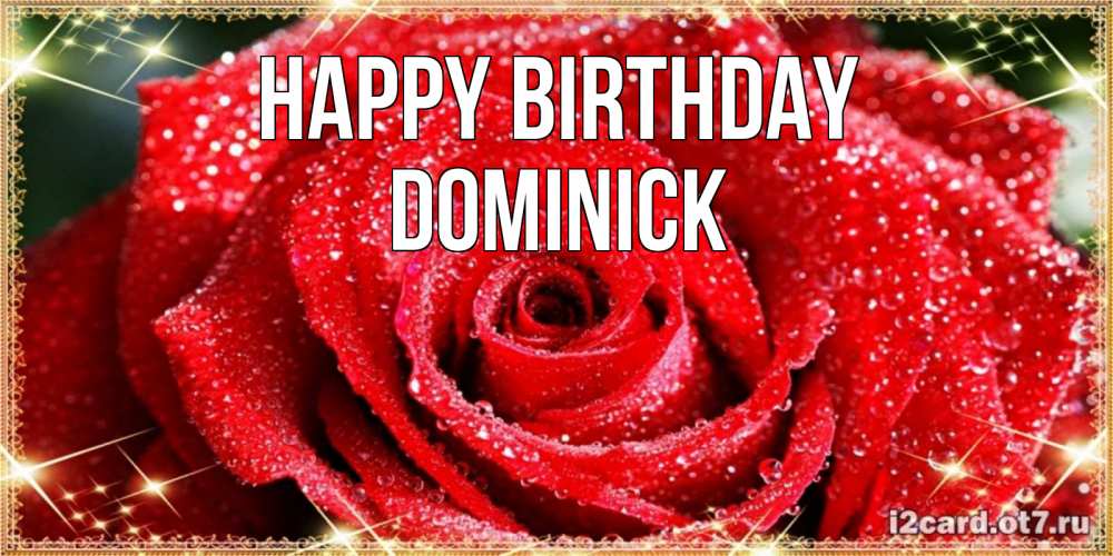 Greetings card с именем, Dominick Happy Birthday роса и роза. открытка с красивой розой Greetings with text for free download 