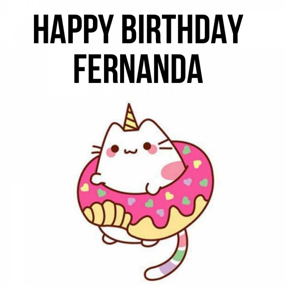 Greetings card с именем, Fernanda Happy Birthday меньше надо жрать Greetings with text for free download 