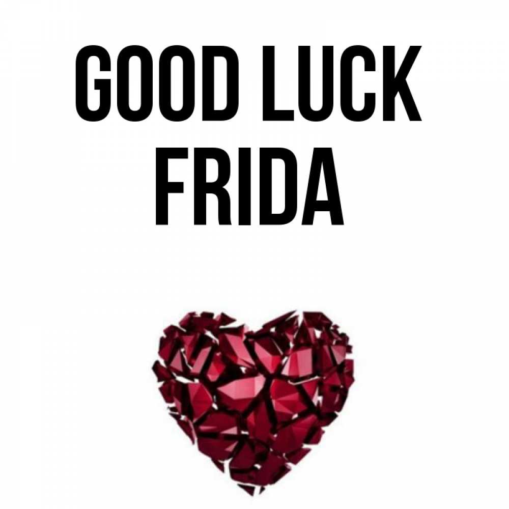 Greetings card с именем, Frida Good luck бордовое из кристаллов  1 Greetings with text for free download 