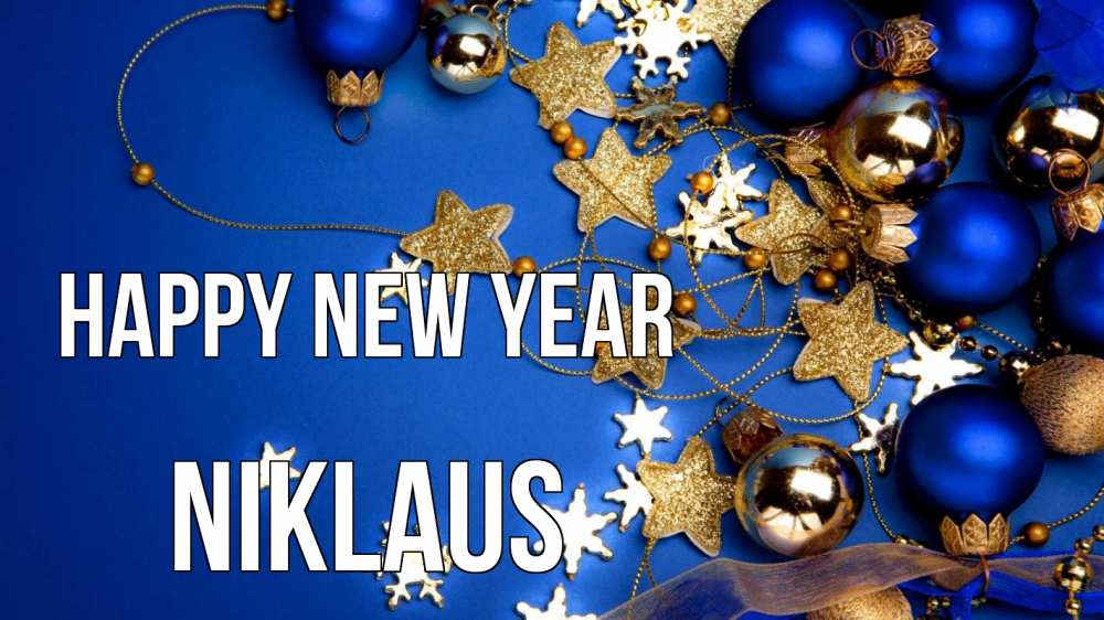 Greetings card с именем, Niklaus Happy New Year ёлочные украшения Greetings with text for free download 
