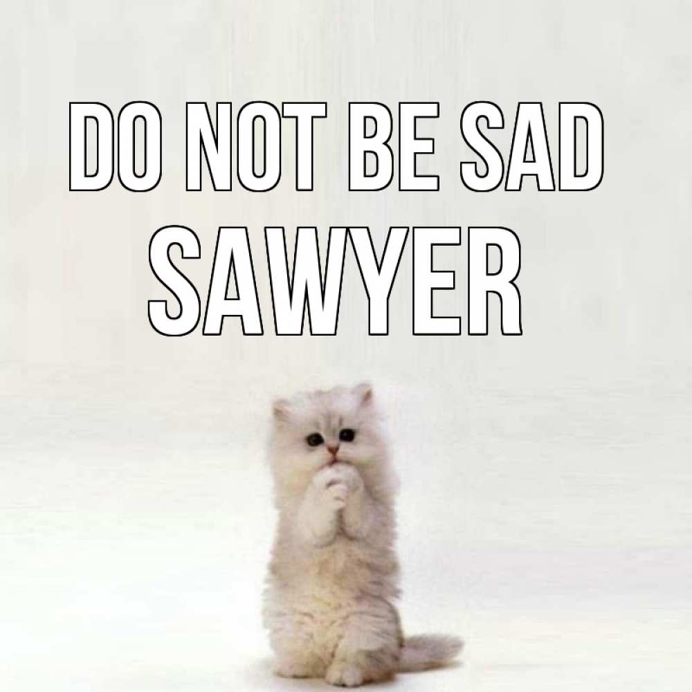 Greetings card с именем, Sawyer Do not be sad грустный кот Greetings with text for free download 
