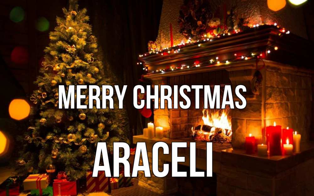 Greetings card с именем, Araceli Merry Christmas новый год Greetings with text for free download 