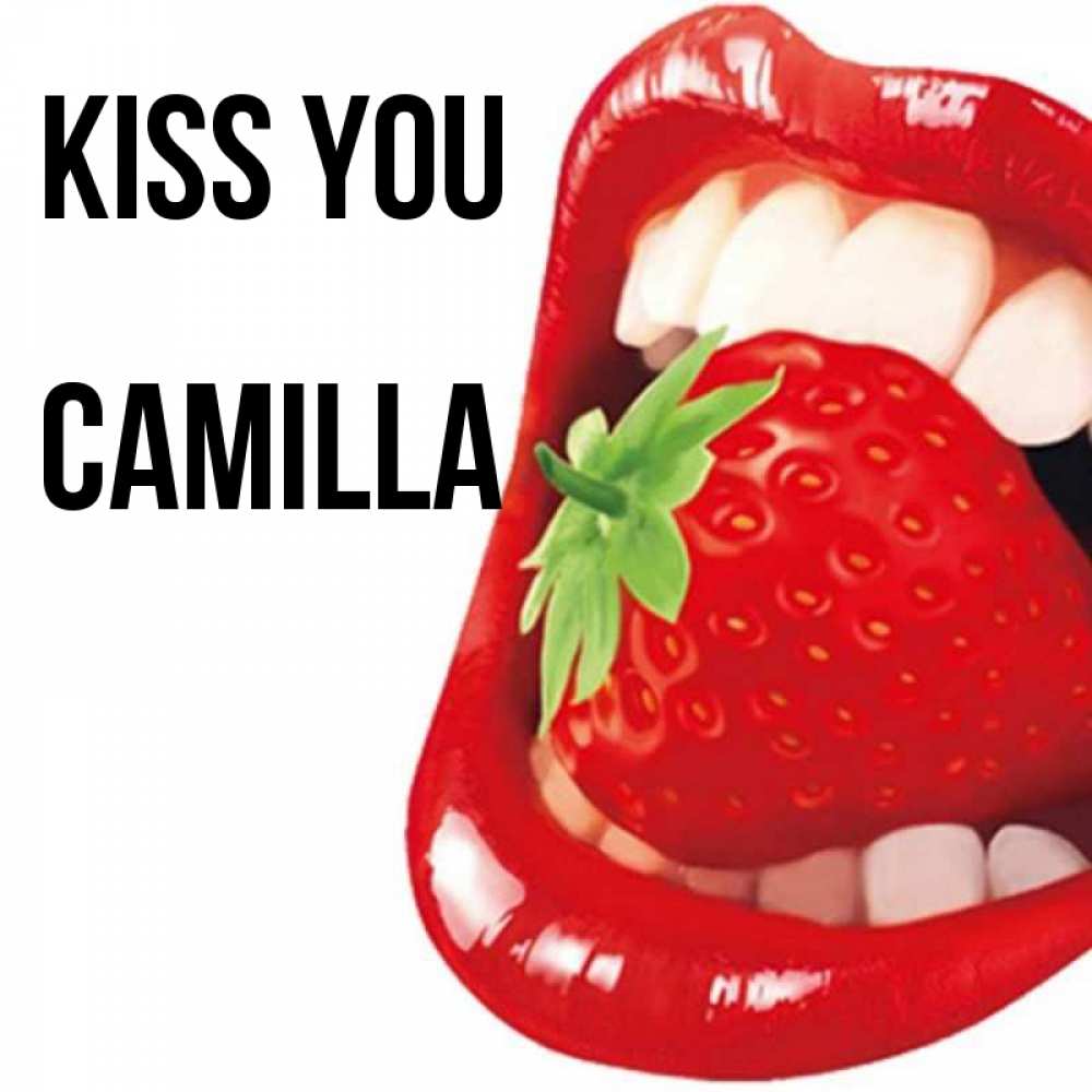 Greetings card с именем, Camilla Kiss you открытка с яркими губами Greetings with text for free download 