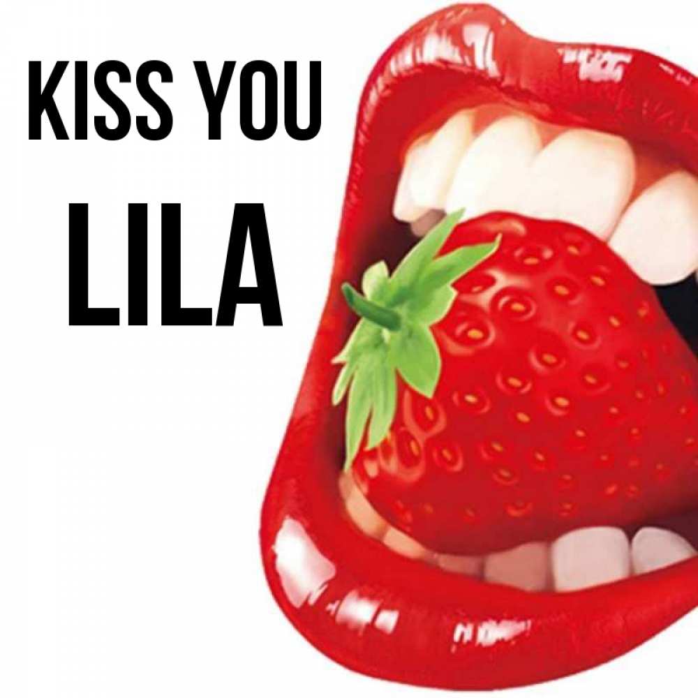 Greetings card с именем, Lila Kiss you открытка с яркими губами Greetings with text for free download 