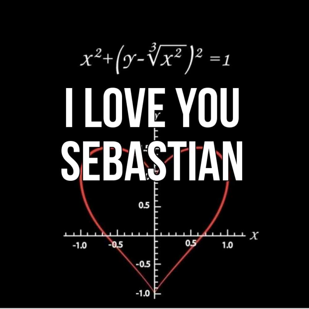 Greetings card с именем, Sebastian I love you сердечная формула Greetings with text for free download 