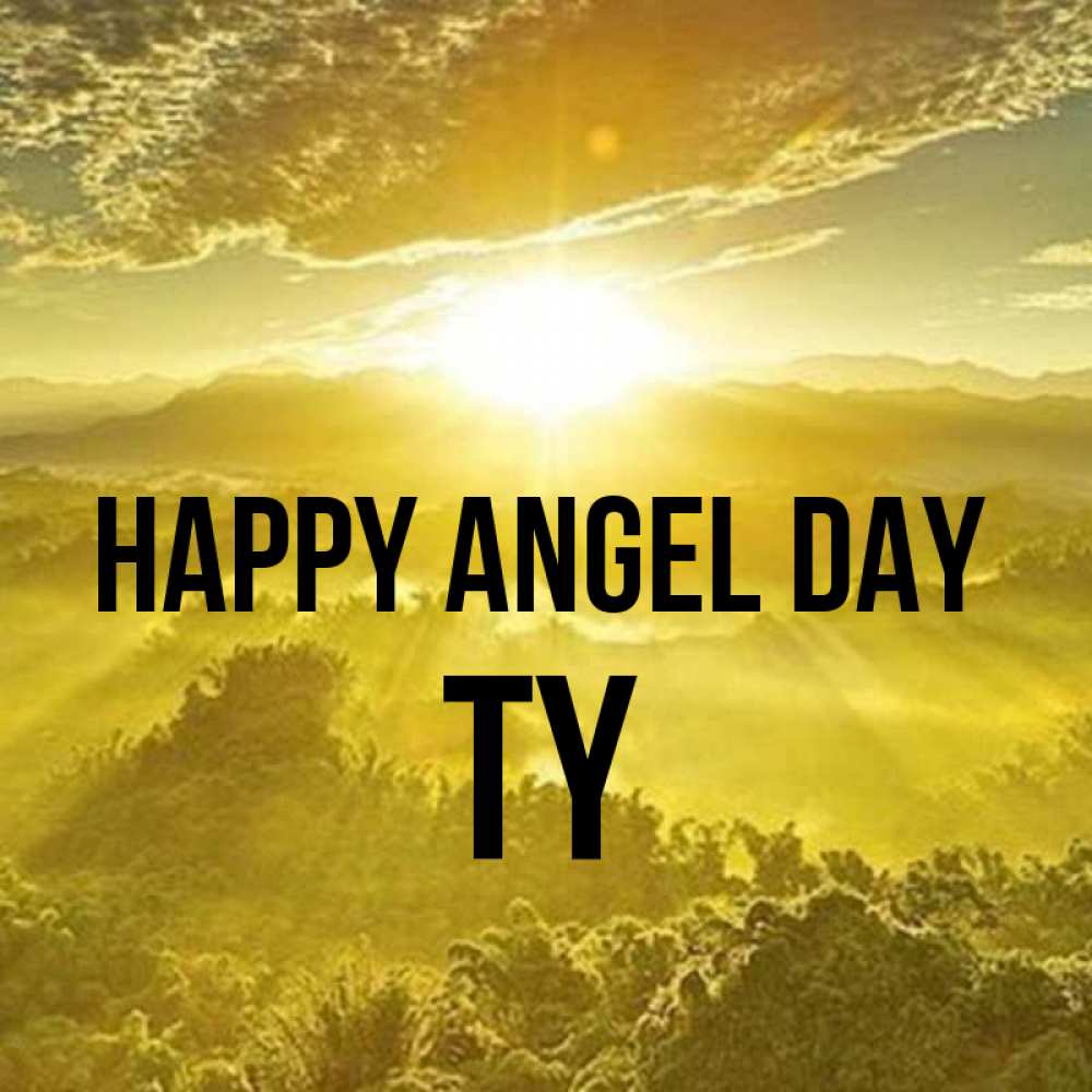 Greetings card с именем, Ty happy angel day леса и небо в желтом Greetings with text for free download 