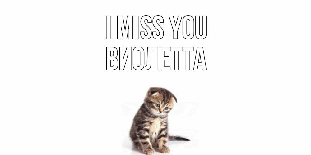 Greetings card с именем, Виолетта I miss you кот Greetings with text for free download 