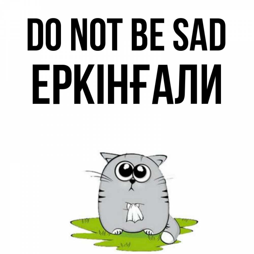 Greetings card с именем, Еркінғали Do not be sad грустный котяра Greetings with text for free download 