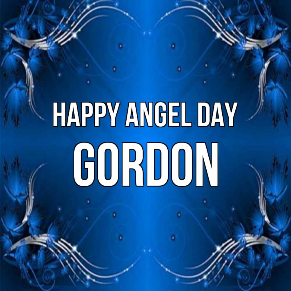 Greetings card с именем, Gordon happy angel day красивая рамочка с узорами Greetings with text for free download 