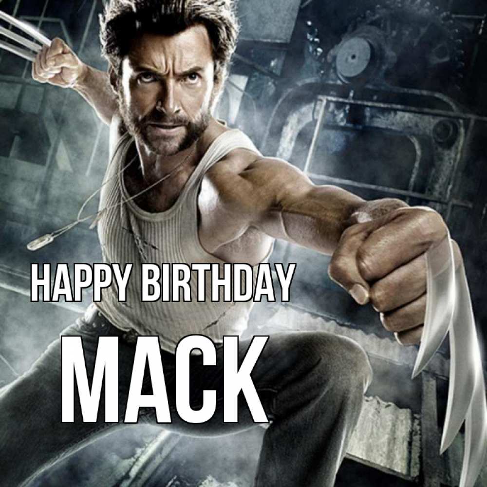 Greetings card с именем, Mack Happy Birthday супергерой в ярости Greetings with text for free download 