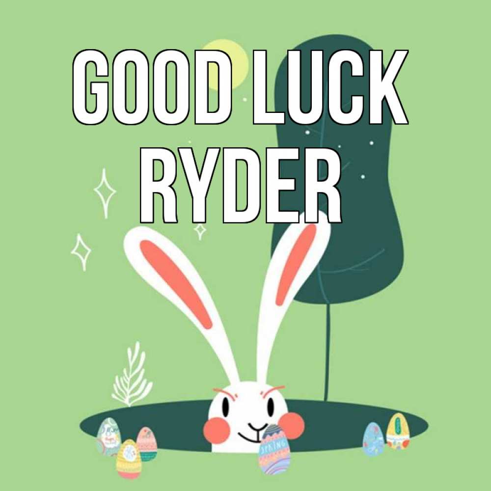 Greetings card с именем, Ryder Good luck заяц Greetings with text for free download 