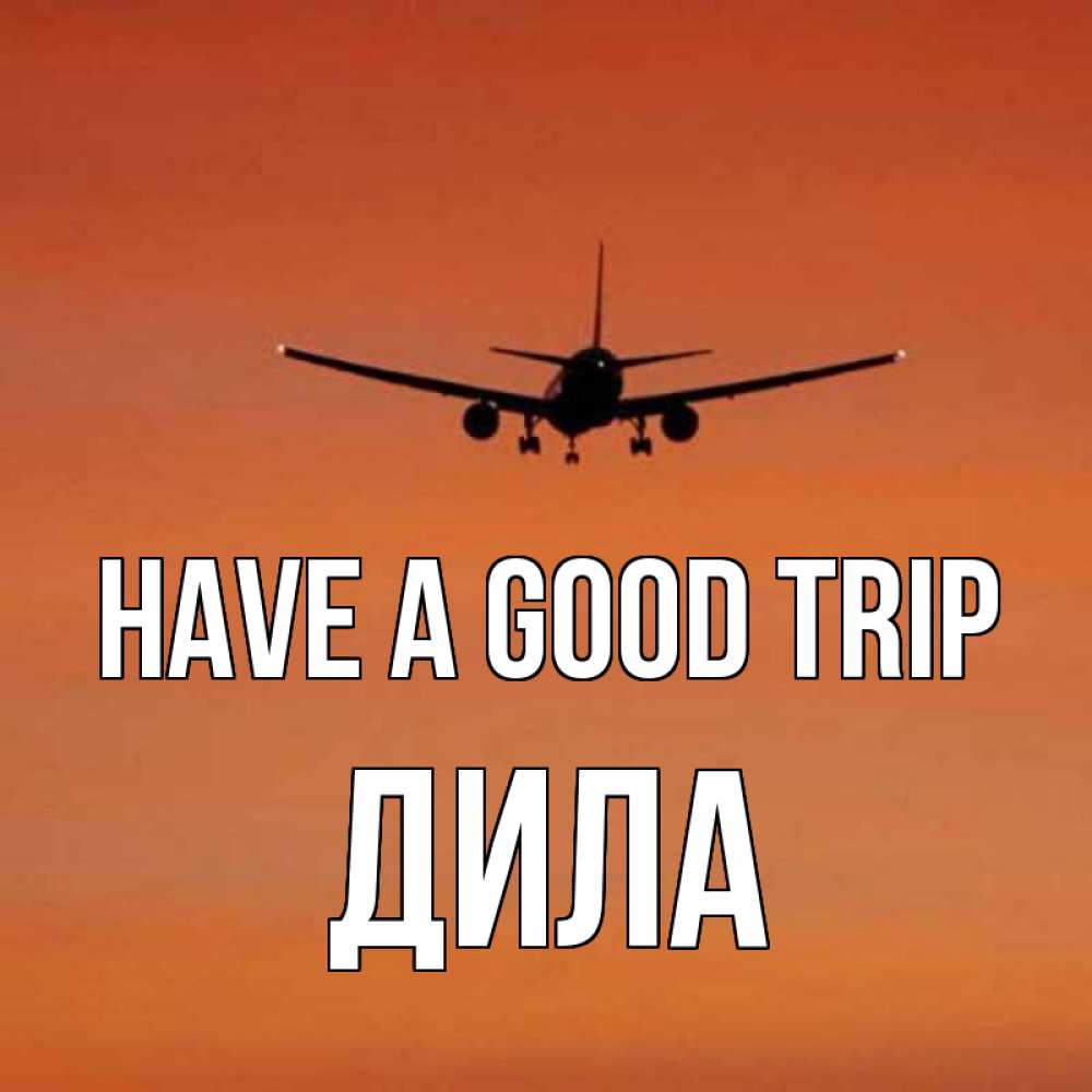 Greetings card с именем, ДИЛА Have a good trip силуэт самолета Greetings with text for free download 