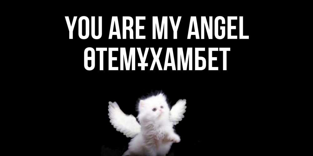 Greetings card с именем, ӨТЕМҰХАМБЕТ You are my angel Кот ангел Greetings with text for free download 