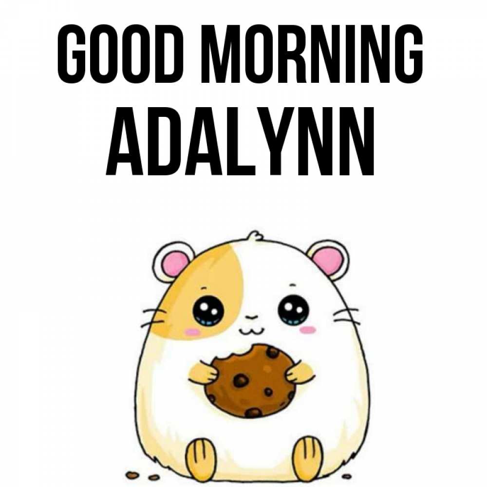 Greetings card с именем, Adalynn Good morning есть печеньку. Утречко Greetings with text for free download 