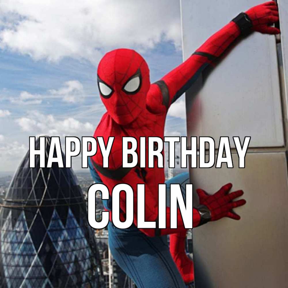 Greetings card с именем, Colin Happy Birthday Марвел Greetings with text for free download 