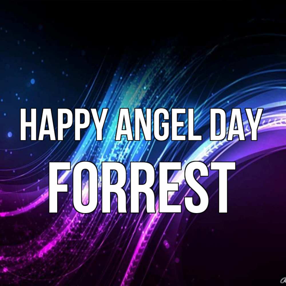 Greetings card с именем, Forrest happy angel day фиолетовый фон Greetings with text for free download 