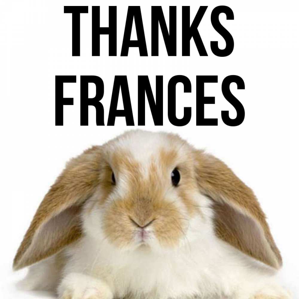 Greetings card с именем, Frances Thanks коричнево белый заяц Greetings with text for free download 