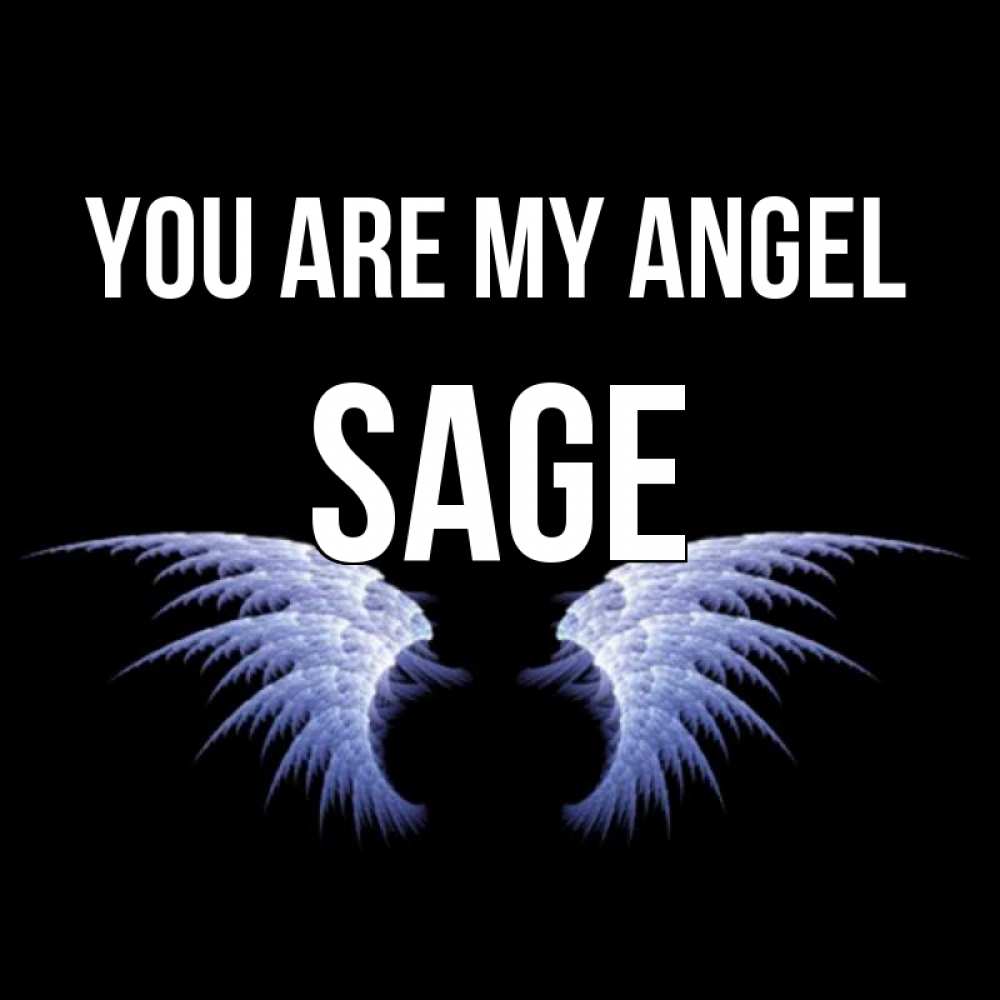 Greetings card с именем, Sage You are my angel ангельские крылья на черном фоне Greetings with text for free download 