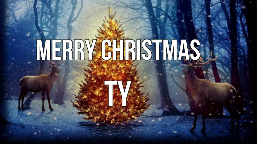 Greetings card с именем, Ty Merry Christmas олени, новогодняя елка Greetings with text for free download 