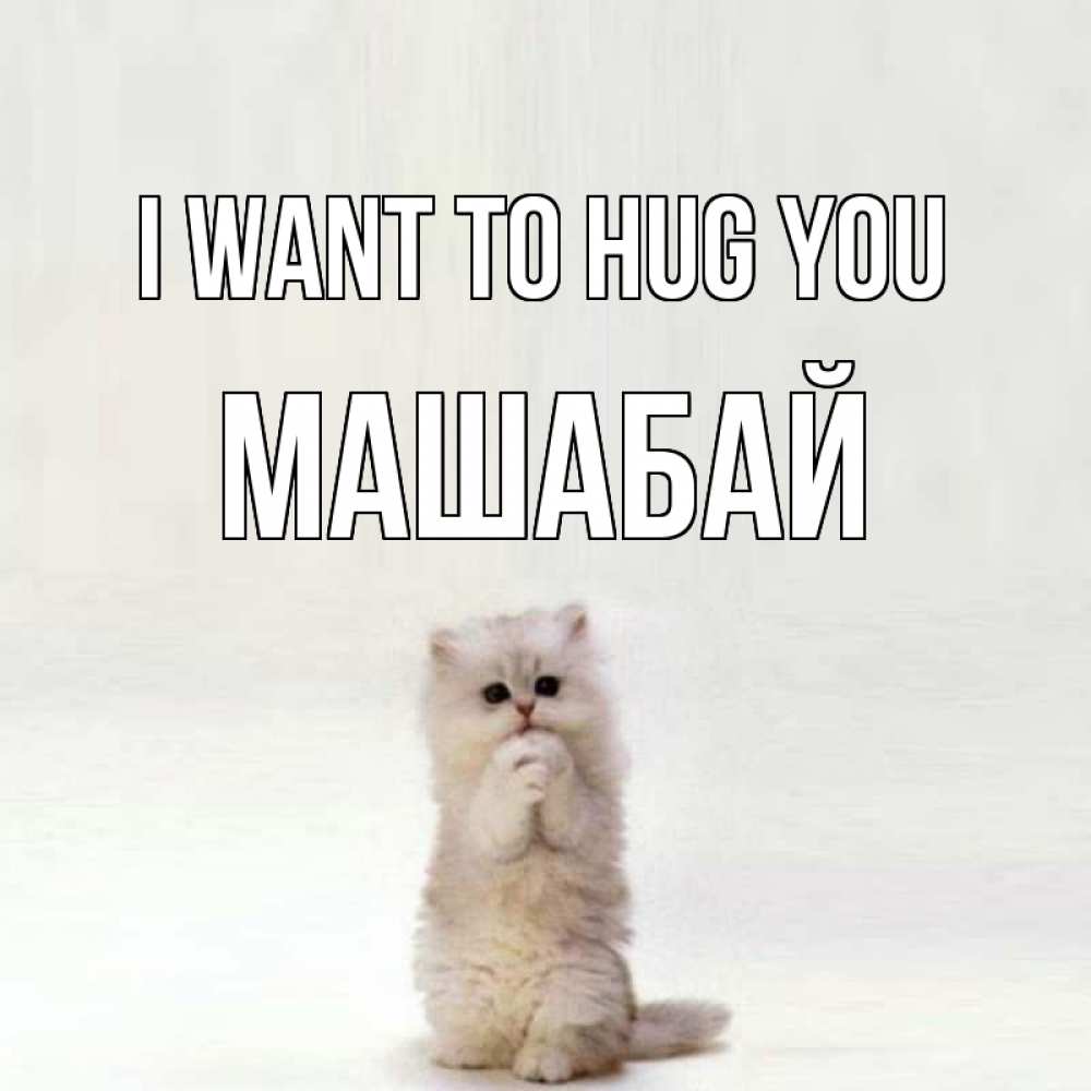 Greetings card с именем, МАШАБАЙ I want to hug you открытки с креативными подписями Greetings with text for free download 