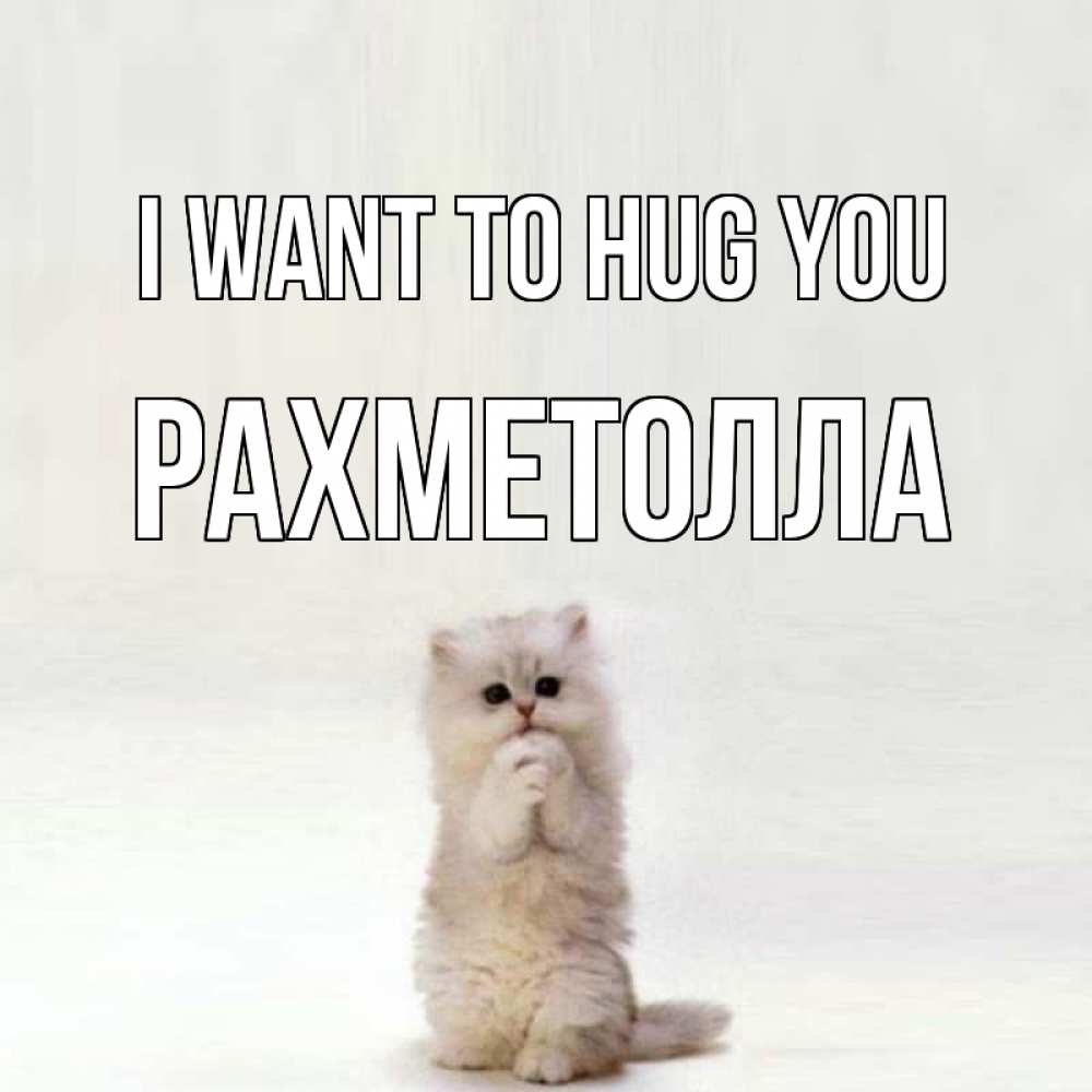 Greetings card с именем, РАХМЕТОЛЛА I want to hug you открытки с креативными подписями Greetings with text for free download 