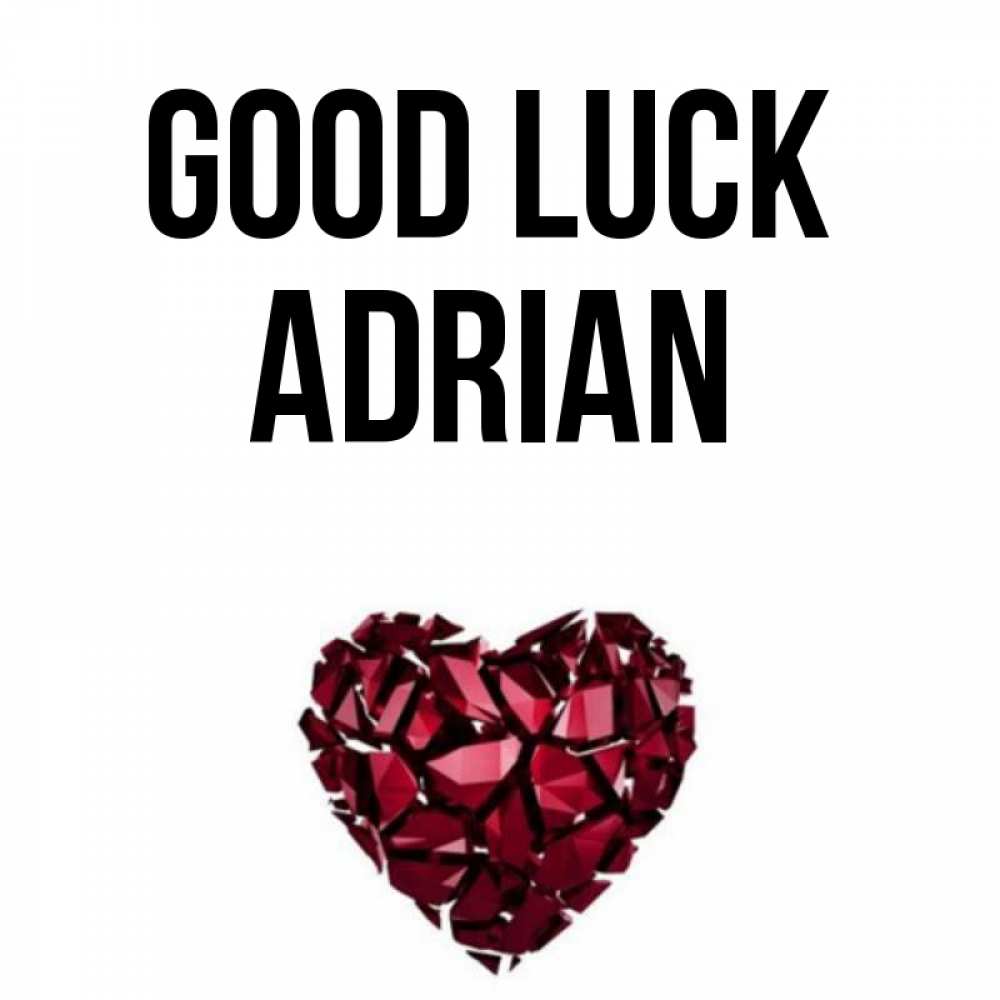 Greetings card с именем, Adrian Good luck бордовое из кристаллов  1 Greetings with text for free download 