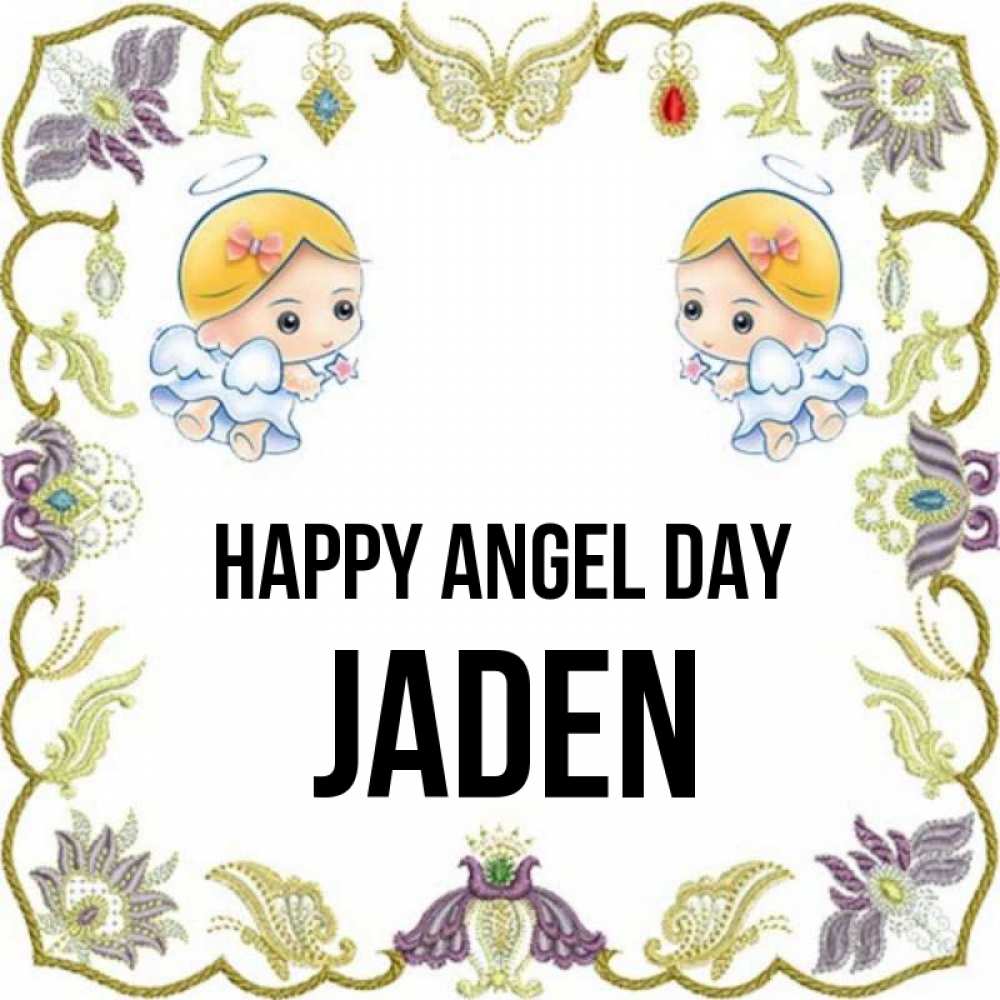 Greetings card с именем, Jaden happy angel day маленькие ангелы с крылышками Greetings with text for free download 