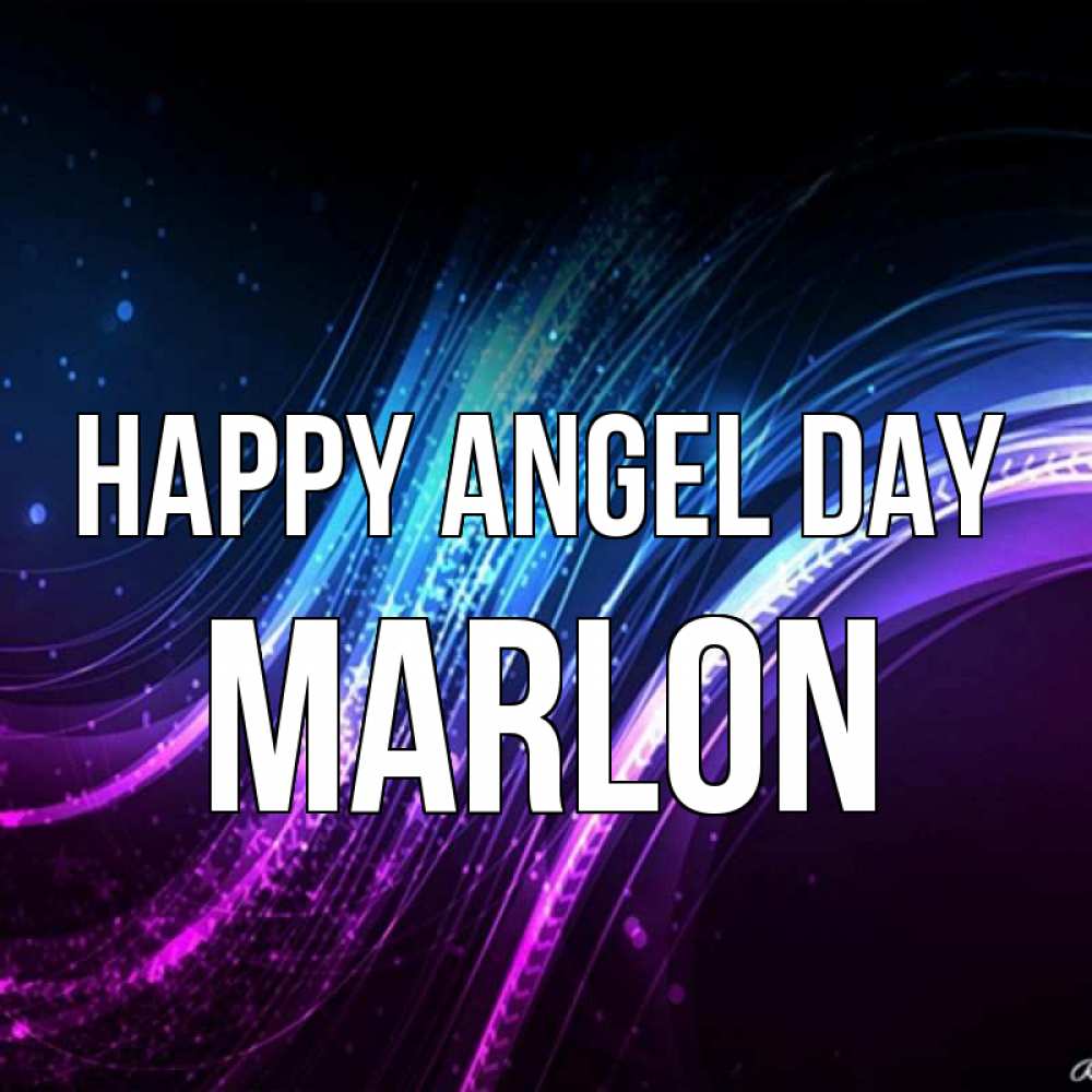 Greetings card с именем, Marlon happy angel day фиолетовый фон Greetings with text for free download 
