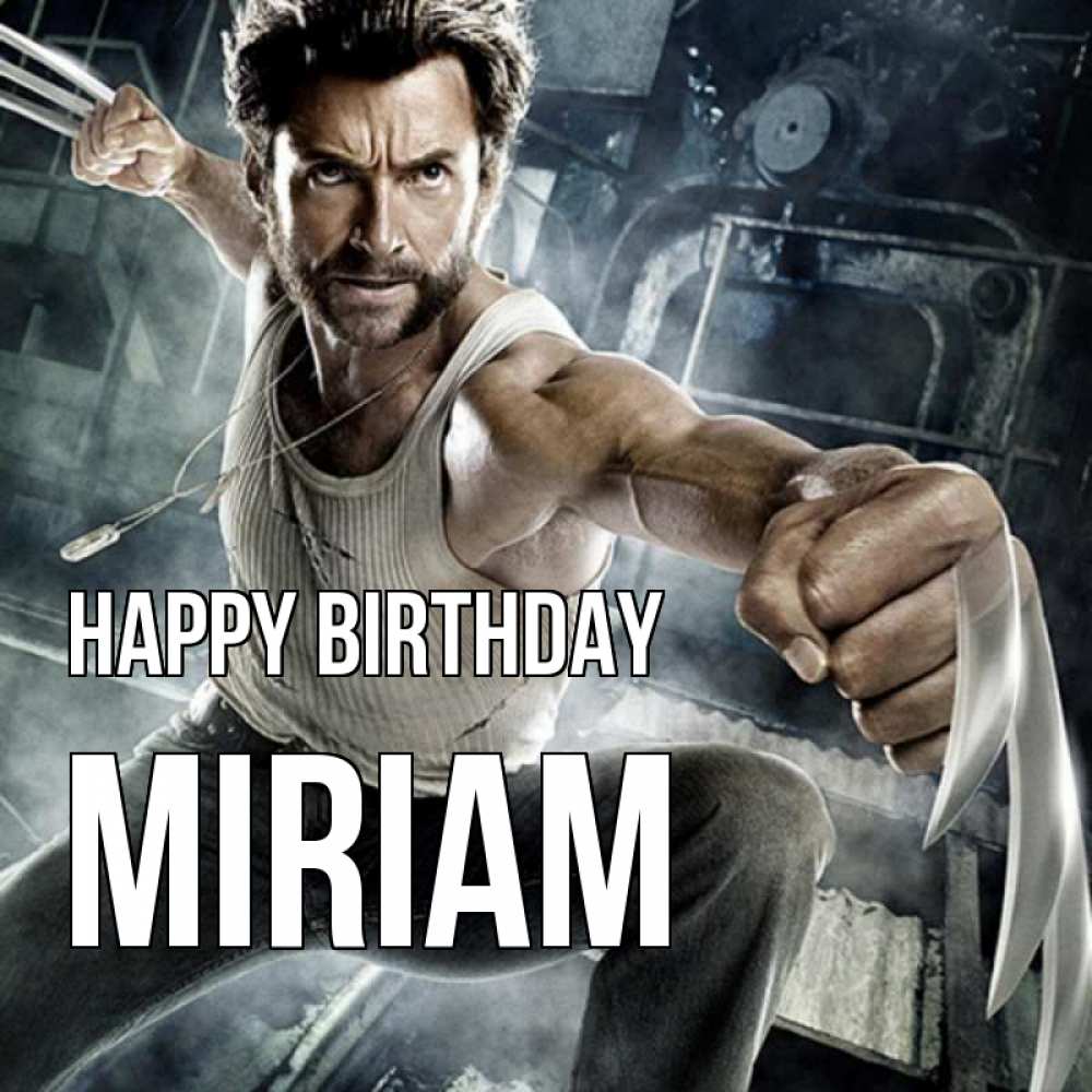 Greetings card с именем, Miriam Happy Birthday супергерой в ярости Greetings with text for free download 