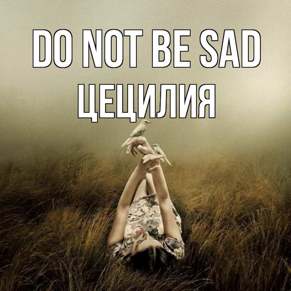 Greetings card с именем, Цецилия Do not be sad поле и туман Greetings with text for free download 